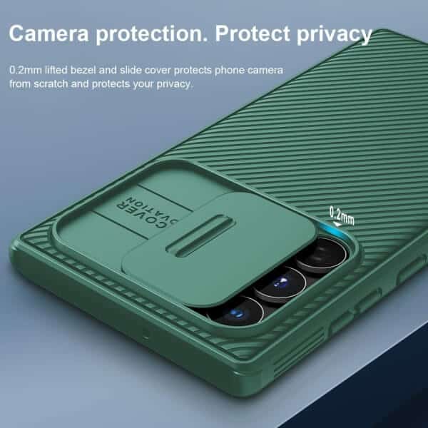 Nillkin Samsung Galaxy S23 Ultra Case, CamShield Series Slim Stylish Protective Case with Slide Camera Cover – Green Nillkin Samsung Galaxy S23 Ultra Case, CamShield Series Slim Stylish Protective Case with Slide Camera Cover – Green